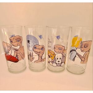 Set of 4 Vintage 1982 Pizza Hut / E.T. Drinking Glasses
